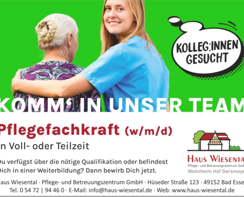Stellenanzeige Pflegefachkraft gesucht
